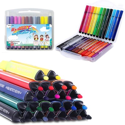 Triangle Shape Washable Coloring Pens Felt Tip for Kids Coloring Book Doodlin