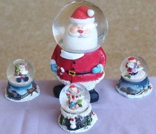 Santa Claus Snowflake Ball Desktop Ornament  3 x Mini Snow Globes.