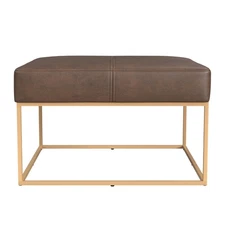 HomePop Decorative Large Square Gold Metal Ottoman | Ottoman Stool for Living...