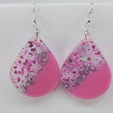 Pink Heart Drop Dangle Earrings