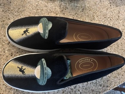 Stubbs & Wootton Beam Black Men's Slip-On Sneaker UFO Embroidered Alien Theme