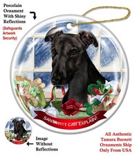 Greyhound Santa...I Can Explain Holiday Ornament