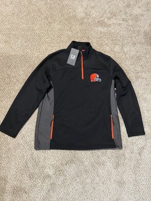 NFL Ultra Games Cleveland Browns Quarter Zip Mens Large Black Orange Football