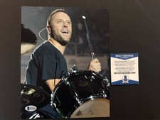 Lars Ulrich Rare! autographed signed Metallica drums 8x10 photo Beckett BAS coa