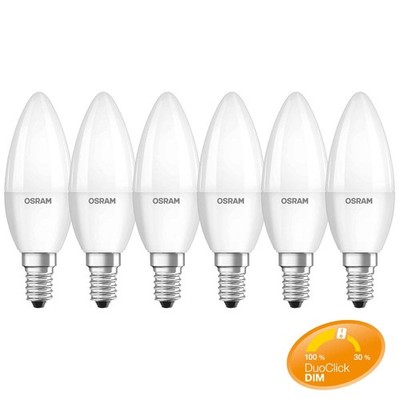6 x Osram LED Lampe Kerzen 5,5W = 40Watt E14 matt Duo Click DIMMBAR per Schalter