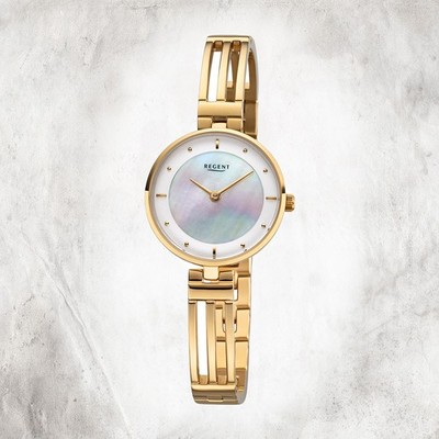 Regent Metall Damen Uhr F-1149 Analog Armband-Uhr gold Metallarmband URF1149