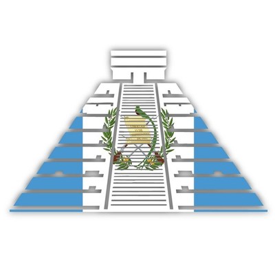 Guatemala Mayan Pyramid Shaped Flag Cut To Shape Vinyl Sticker