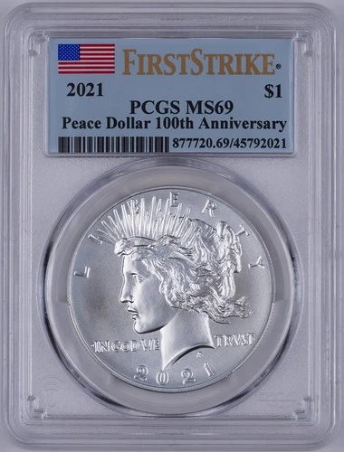 ⭐ RARE First Strike 2021 Peace Dollar PCGS MS69 – 100th Anniversary