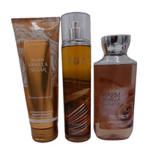 Bath  Body Works WARM VANILLA SUGAR Body Wash Mist Lotion 3 Pack 