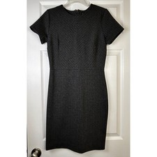 Banana Republic Short Sleeve Sheath Dress Dk Gray Textured Business Casual Sz 4