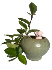 McCoy Pottery Floraline MCM Planter USA Green Speckled with Hoya Tricolor PHFL