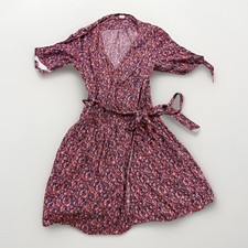 Gap Women’s Medium Tie Sleeve Wrap Dress Pink Flowers With Pockets