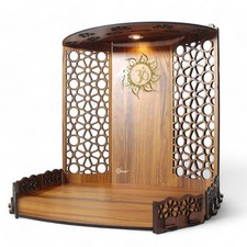 Tabletop Wooden Pooja Mandir with LED Light | Temple Stand for Home, Office