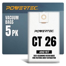 POWERTEC 496187 Self-Clean Filter Bag for Festool CT 26-5PK, Compatible with ...