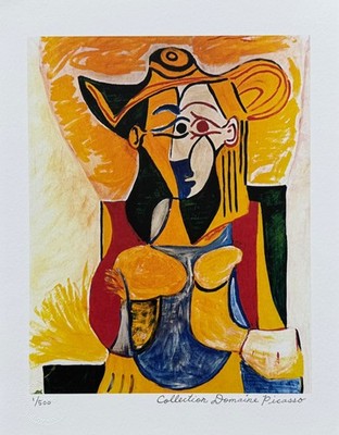 Pablo Picasso SEATED WOMAN YELLOW HAT Estate Signed Numbered 