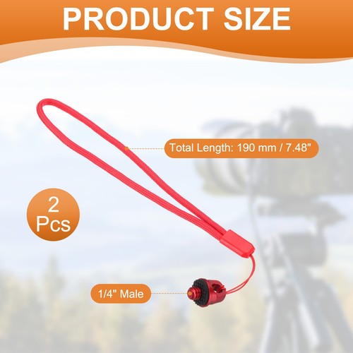 2 Pcs Camera Wrist Strap Lanyard Camera Hand Straps with 1/4" Screw Red - Zdjęcie 2 z 7