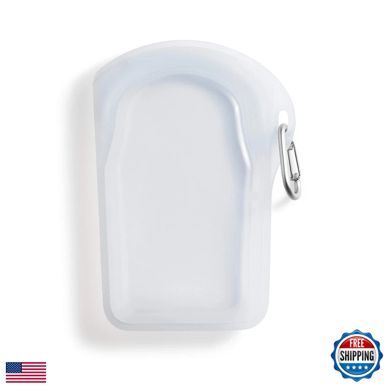 Stasher Premium Silicone Reusable Food Storage Go Bag Clear Microwave