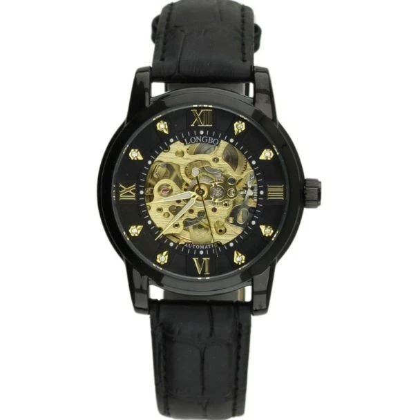 Reloj Longbo Automático Hombre con Correa de Cuero - Pistola Metal/Negro Foto 2 de 4