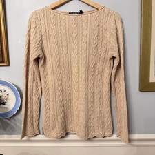 Y2K Lauren Ralph Lauren Fisherman Sweater Size M Cable Knit Preppy Cottage