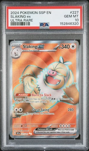 2024 POKEMON SSP EN-SURGING SPARKS ULTRA RARE #227 SLAKING EX PSA 10