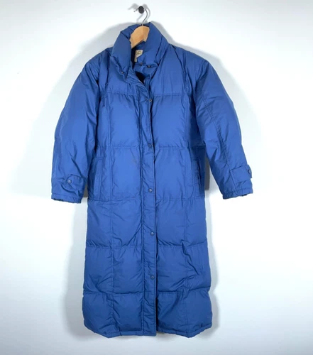 Cabela's Goose Down Full Length Puffer Coat Women's Small Blue Jacket No Hood