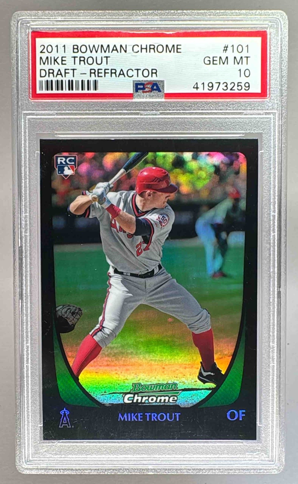 Mike Trout 2011 Bowman Draft Picks & Prospects #101 Chrome Refractor RC PSA 10
