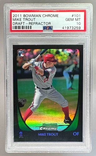 Mike Trout 2011 Bowman Draft Picks & Prospects #101 Chrome Refractor RC PSA 10