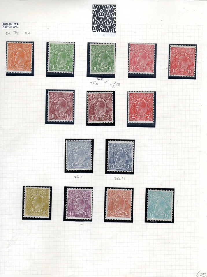 Australia 1918-60 Sidehead y franqueo debido emisiones en 3 hojas de álbum MLH/MH Foto 2 de 3