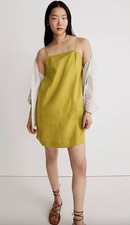 Madewell Linen Goldie Mini Dress 12 Citrus Lime Closet Staple Beach Vacation