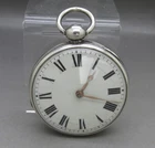 ANTIQUE GEORGE IV SOLID SILVER VERGE FUSEE 52mm OPEN FACE POCKET WATCH LON 1821