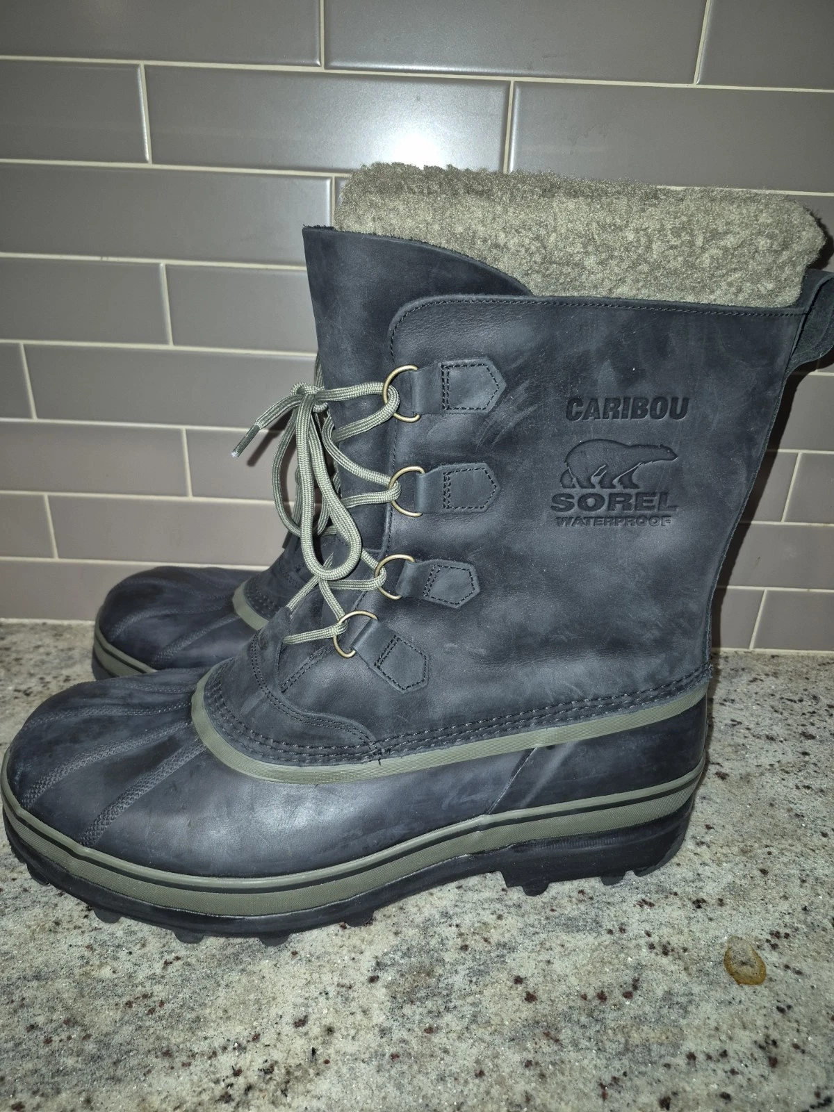 Sorel Caribou Winter Boots Mens Size 16 Black Snow Boots