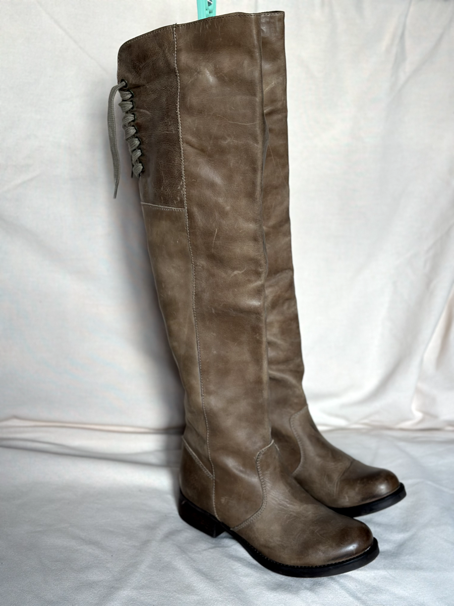 Vintage Invito Women’s Leather Over-the-Knee Stretch Flat Boots EU36