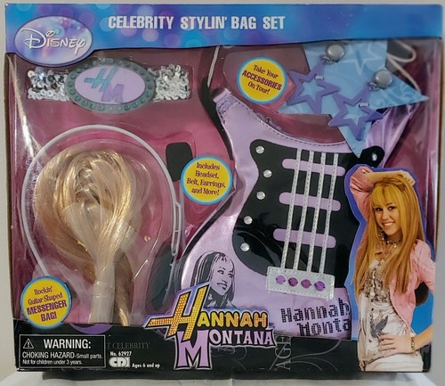 Neu im Karton: Hannah Montana Celebrity Stylin' Bag Set. Gitarrenförmige Tasche und Zugang SELTEN