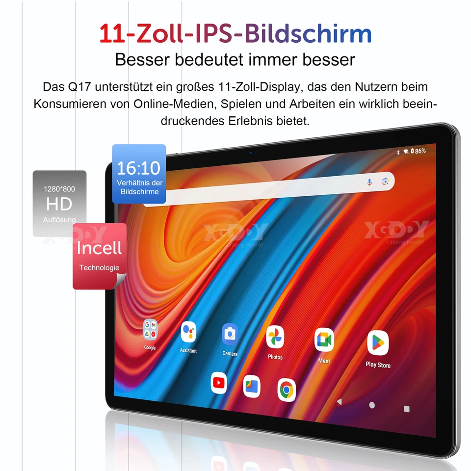2025 Neueste Tablet 16GB RAM 256GB ROM 11 Zoll Android 14 Tablet Octa-Core Wi-Fi - Immagine 3 di 4