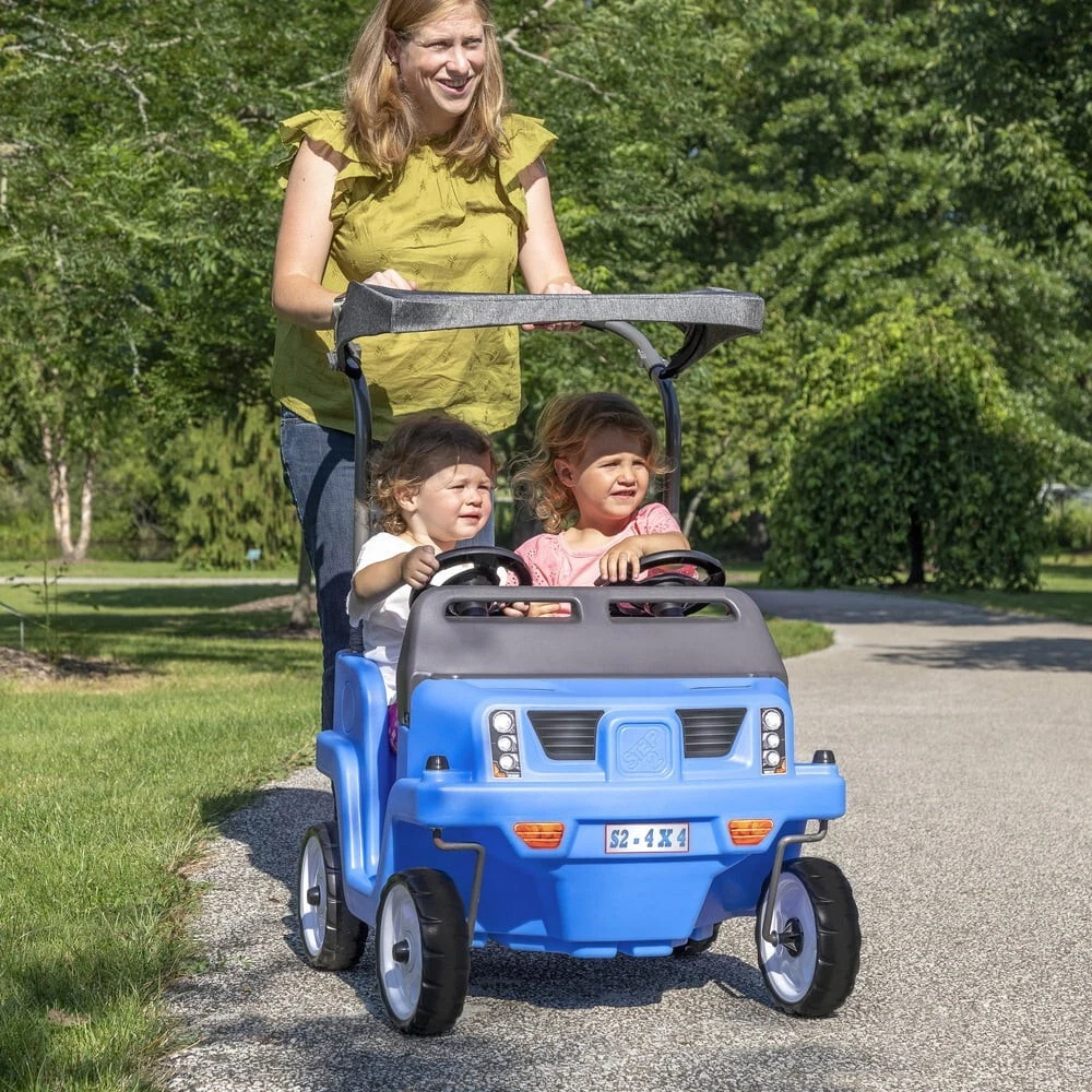 Two Seat Stroller Side By Side Push Around SUV Push Car Canopy