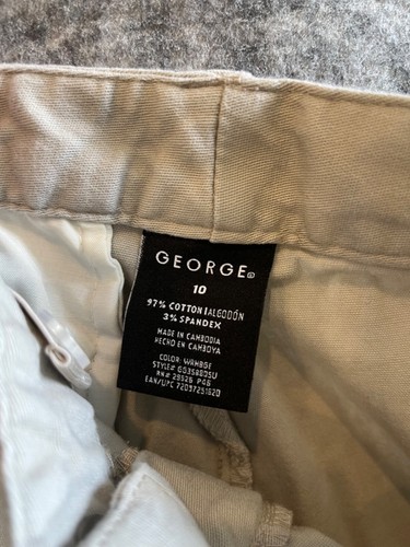 2 Pair-Boys George & Crazy Sz 10 khaki flat front adjust waist uniform pants - Picture 13 of 17