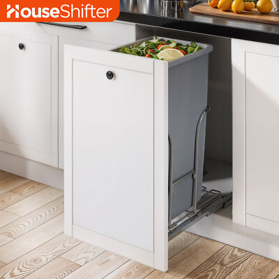 43 QT Pull Out Under Cabinet Trash Can Kitchen Wastebasket w/ Single Garbage Bin