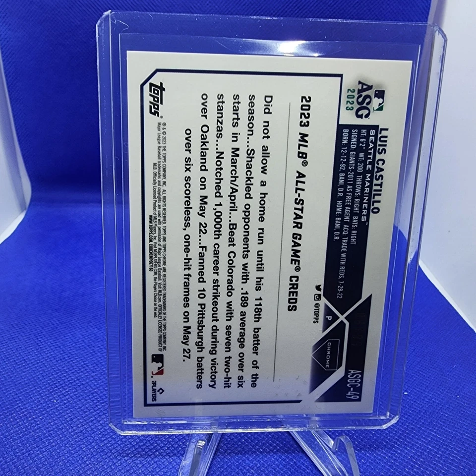 2023 Topps Chrome Update Luis Castillo Green ASG Refractor # 6/99 - Image 2 of 4