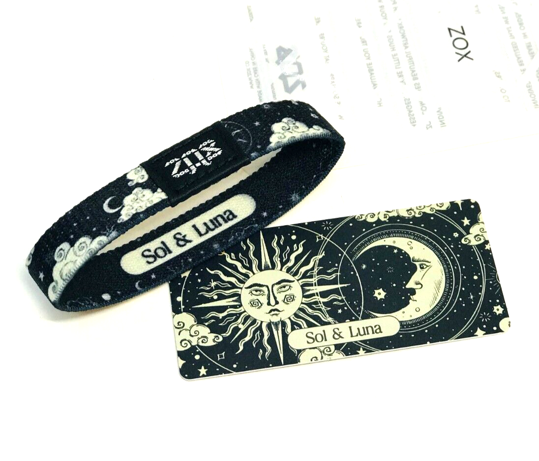 ZOX **SOL LUNA** Silver Medium Single Wristband w/Card Sun Moon