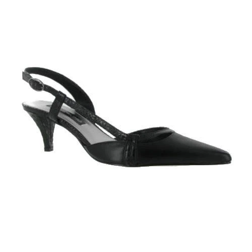 全新 BANDOLINO D'orsay 女式皮革黑色高跟鞋尖头露背 尺寸 6 M — 第 3/4 张图片