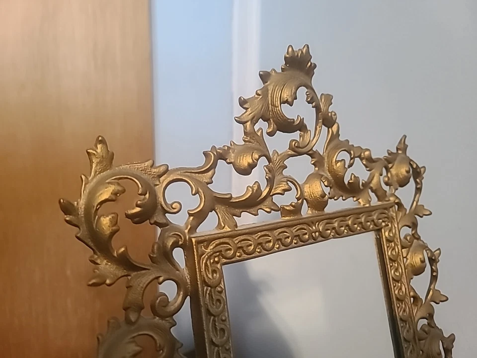 Victorian Iron Art Mirror Bronze Gilt Easel Stand - Image 3 of 4