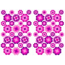 56 Stk. Pril Blumen Aufkleber Pink Glanz Sticker Selbstklebend Retro 70er R063