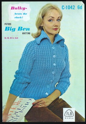 Patons C-1042: Jacke mit Statement Kragen in Big Ben super sperrig? Brustweite 34-38''