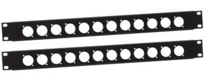 2x 1 HE U Rackblende m Bohrungen für 12 x XLR D Ø= 24,3 mm Frontplatte Adam Hall