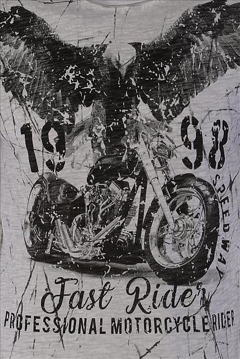 ALTRA Nuovissimo! T shirt di design di CARISMA in grigio con stampa Bike and Eagle CRM4479