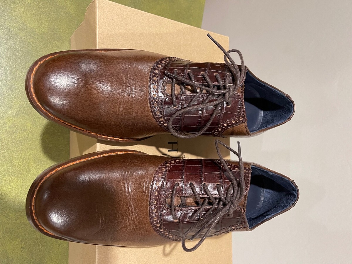 Cole Haan Air Colton Crocodile Saddle Brown Oxford Size 