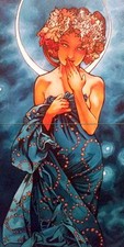Poster nude girl moon A. Mucha Tile Mural Bathroom Backsplash Art Marble Ceramic