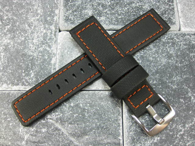 20mm PVC Composite Caoutchouc Bande Noir Plongeur Bracelet Montre kevlar Pour
