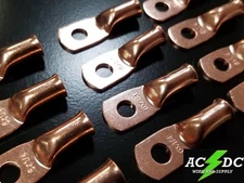 (5) 6 gauge Ring 1/4" Hole Terminal BATTERY Lug Bare Copper Un-insulated AWG
