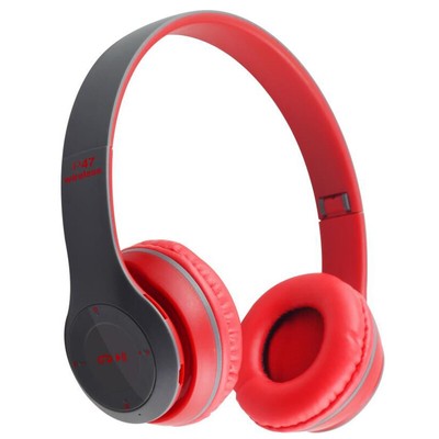 Bluetooth Kopfhörer Wireless Headphone SD Karte Aux In On Ear Headset Rot